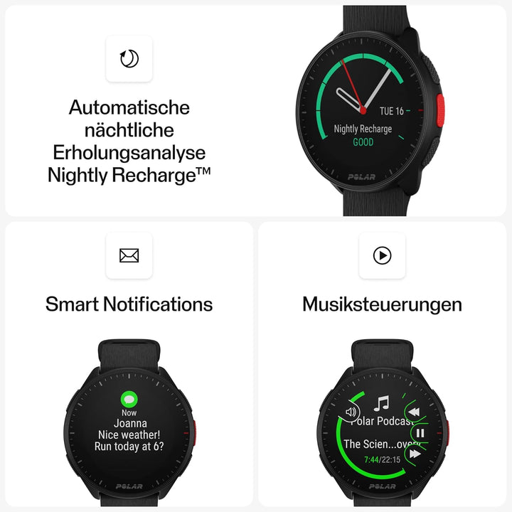Polar Pacer - GPS-Laufuhr - Smartwatch für Damen &amp; Herren - Pulsuhr - Sport &amp; Fitness - ultraleichte