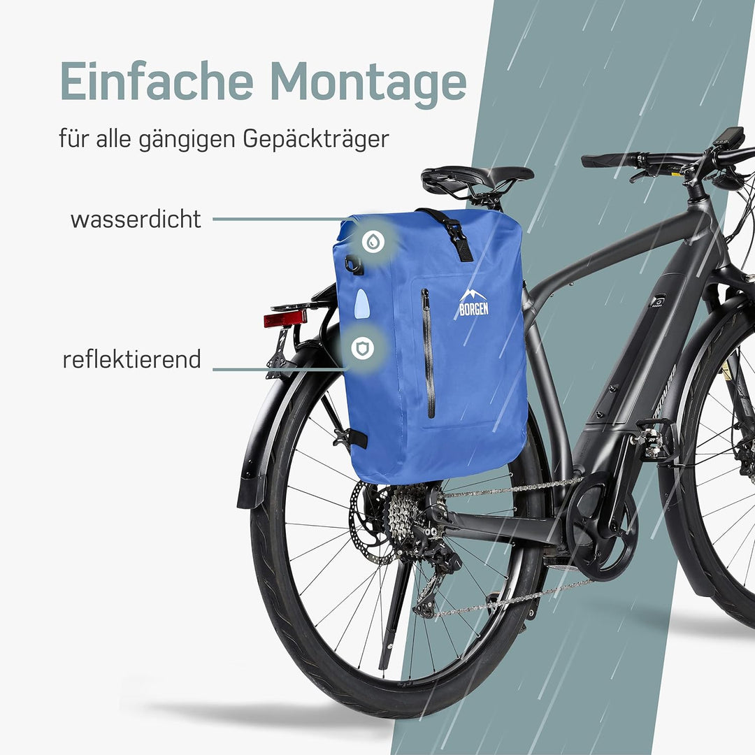 Borgen 3in1 Fahrradtasche für Gepäckträger wasserdicht - Verstärkte Träger (Neuerung 2023) - Verwend