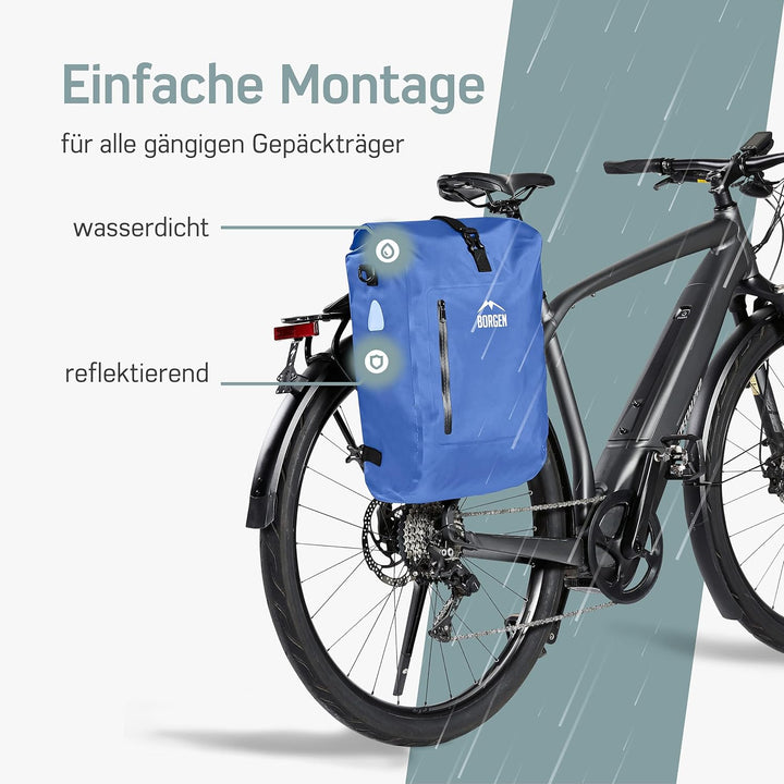 Borgen 3in1 Fahrradtasche für Gepäckträger wasserdicht - Verstärkte Träger (Neuerung 2023) - Verwend