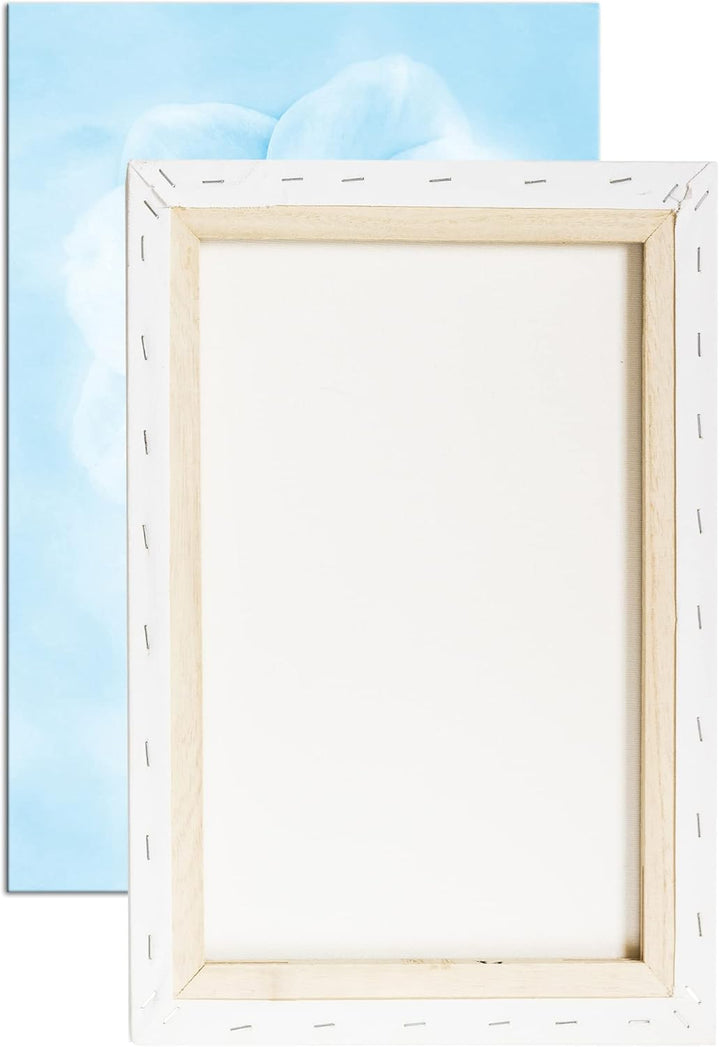 deyoli malerische weisse Blumen Format 80x60 Effekt: Monocrome Blau als Leinwandbild, Motiv fertig g