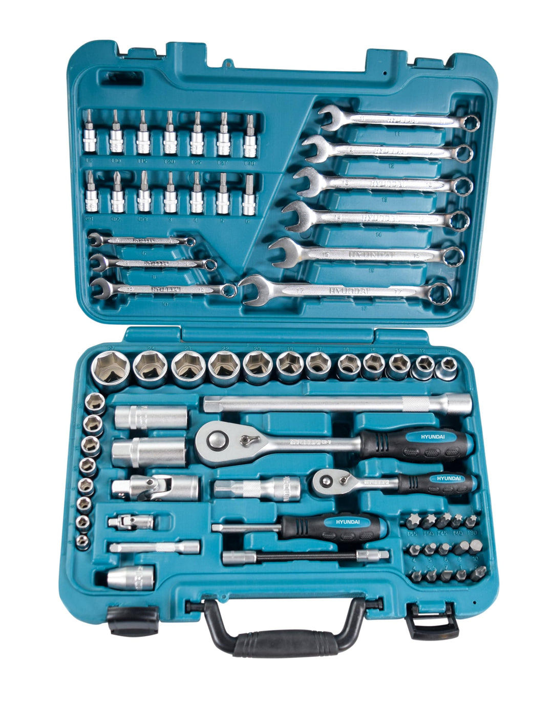 Hyundai K70 Universal Werkzeug/Square Drive Socket Set – Edelstahl (70 tlg.) 70 pieces, 70 pieces