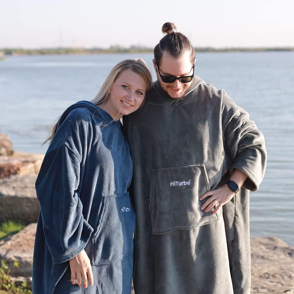 Hiturbo Bademantel, Damen Herren Robe, Unisex, Einheitsgrösse, Warmer Weicher Fleece Mogenmantel mit