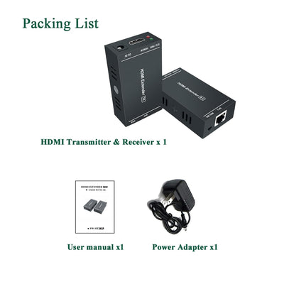 HDMI Extender Low Latency 165ft/40m, Over Single Cat5e/6 RJ45 Cable Full HD 1080P Support 3D EDID, L