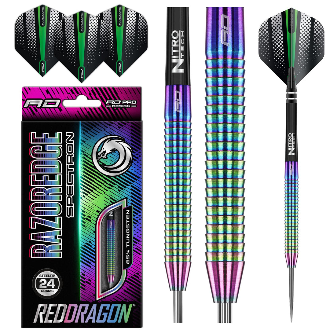 RED DRAGON Razor Edge Series Dartpfeile Tungsten Profi Steel Darts mit Flights und Schäfte 24G 2, 24