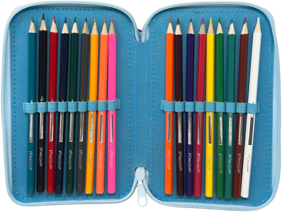 CARTOON Federmäppchen mit 3 Reissverschlüssen, 44 Stück, Schreibwaren, mehrere Fächer, Stifte, Bunts