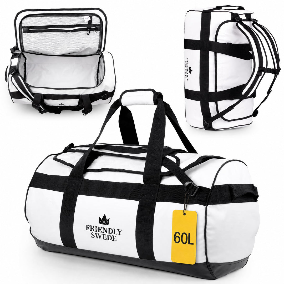 The Friendly Swede Wasserfeste Reisetasche Duffle Bag Rucksack - 30L / 60L / 90L - Seesack, Sporttas