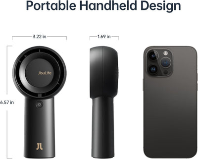 JISULIFE Tragbarer Handheld-Turbo-Ventilator [18 Stunden maximale Kühlzeit], 6000mAh USB wiederaufla
