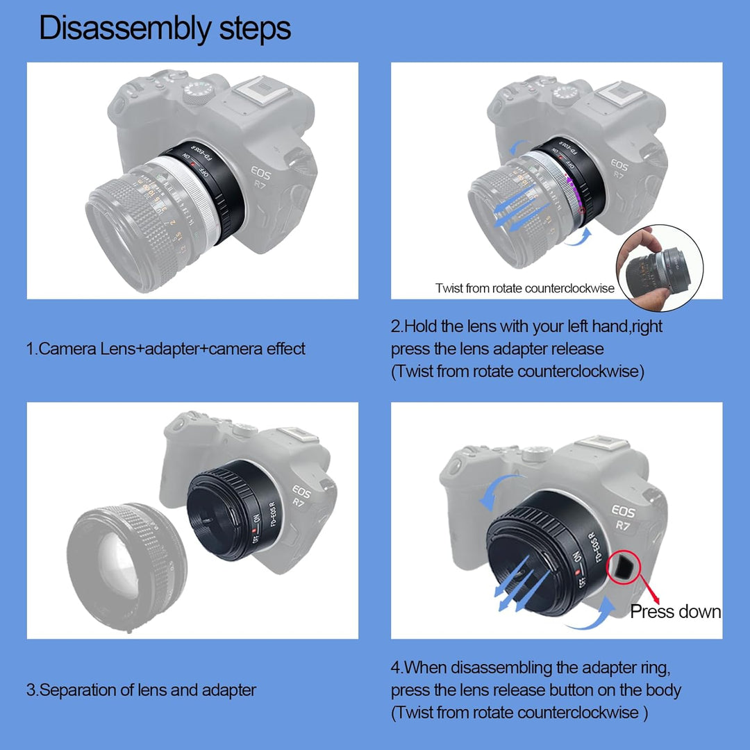 FD-EOS R Objektivadapter Adapterring auf für Canon FD/FL Objektiv Kompatibel für EOS R-Mount Kamera