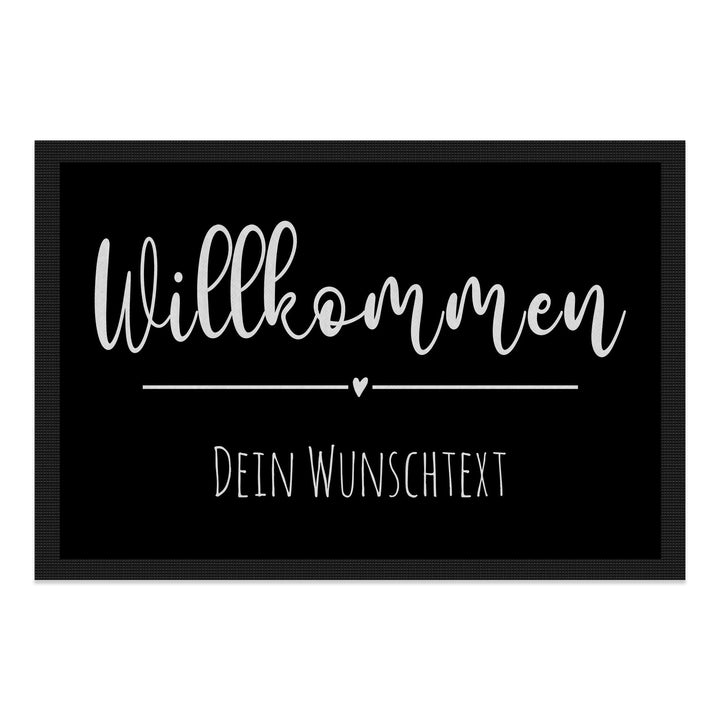 Print Royal Personalisierte Fussmatte eine Zeile Wunschtext - Willkommen Herz - Geschenke zum Einzug