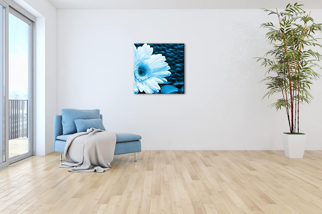 deyoli Weisse Gerbera Format: 60x60 Effekt: Zeichnung als Leinwandbild, Motiv auf Echtholzrahmen, Ho