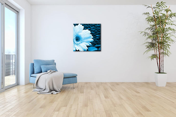 deyoli Weisse Gerbera Format: 60x60 Effekt: Zeichnung als Leinwandbild, Motiv auf Echtholzrahmen, Ho