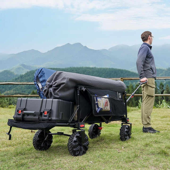 TIMBER RIDGE XXXL Bollerwagen Faltbare 300L Extra Langer mit Faltbarer Heckklappe Handwagen mit Seit