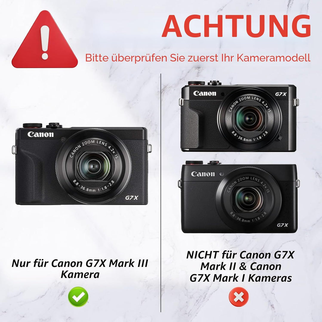 Rieibi Silikonhülle für Canon G7X Mark III Gehäuse, G7X Mark III Zubehör mit 2 Stück Displayschutz,