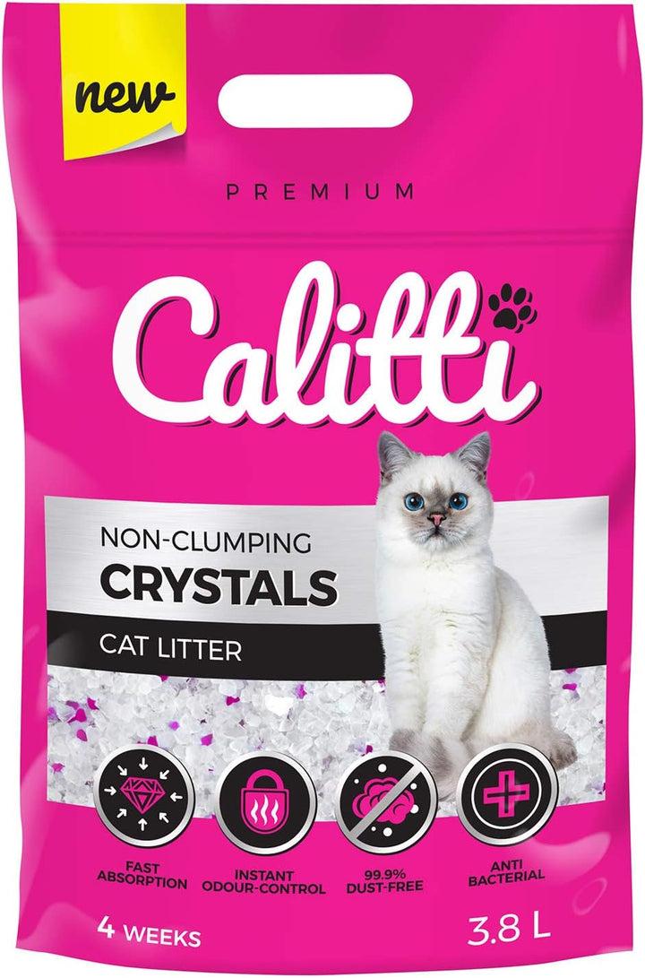 Calitti - Silikat Katzenstreu | Premium Crystals Silikatstreu | Antibakteriell Katzensand | 4-er Set
