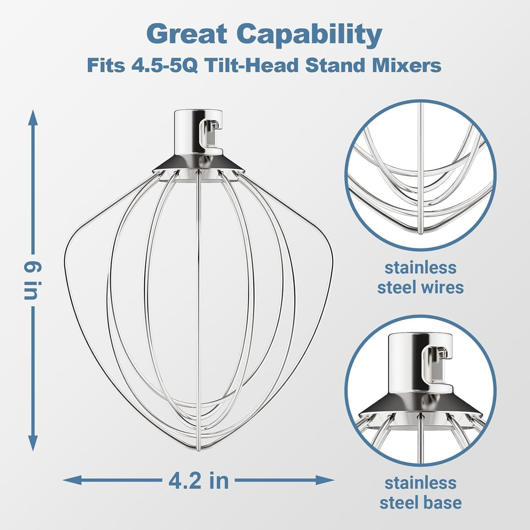 GVODE Edelstahl-Schneebesen für KitchenAid Zubehör, passend für KitchenAid Kippkopf-Standmixer, erse
