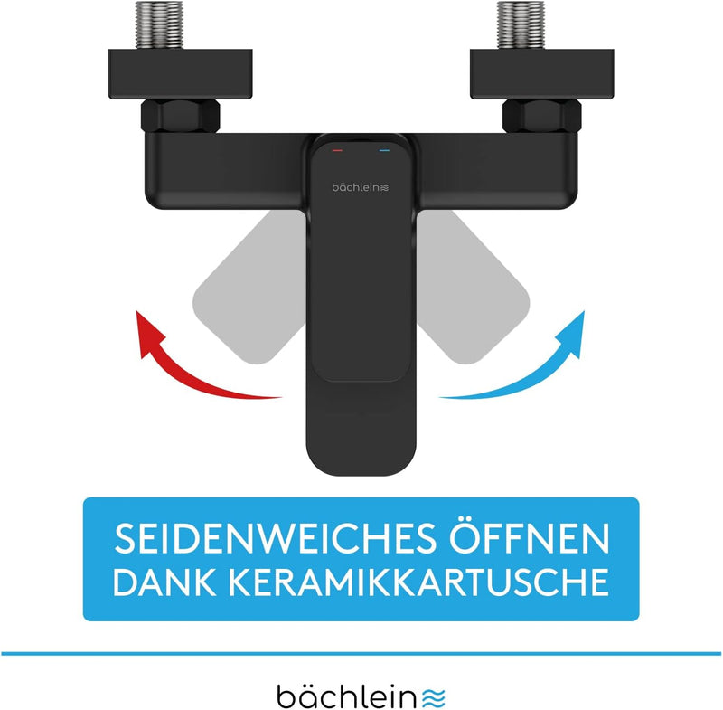 Bächlein Universal Badewannenarmatur Junias in Kantigem Design – Wannenbatterie Komplettset inkl. al