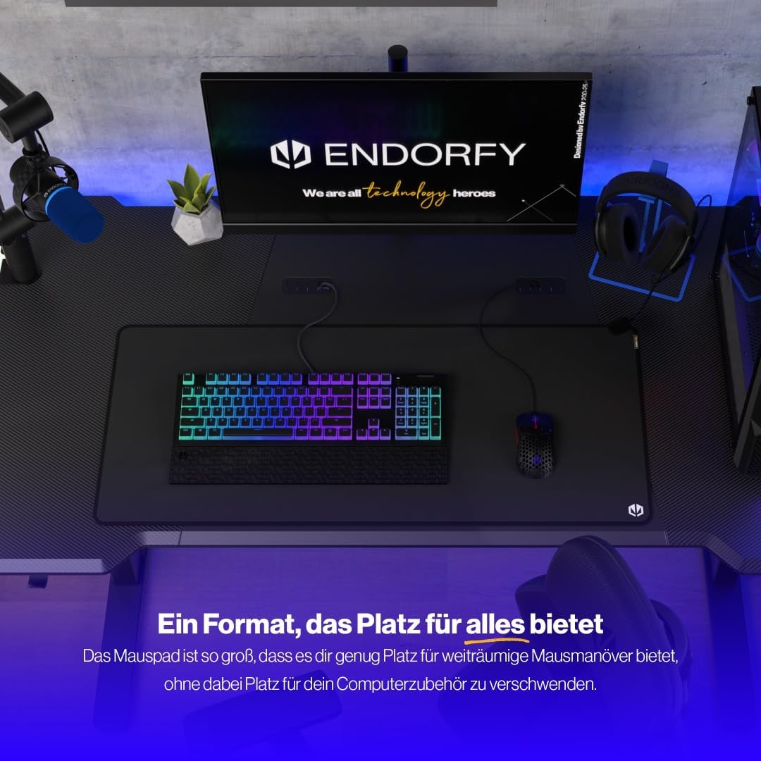 ENDORFY Cordura Speed XL Tapis de Souris de jeu Noir