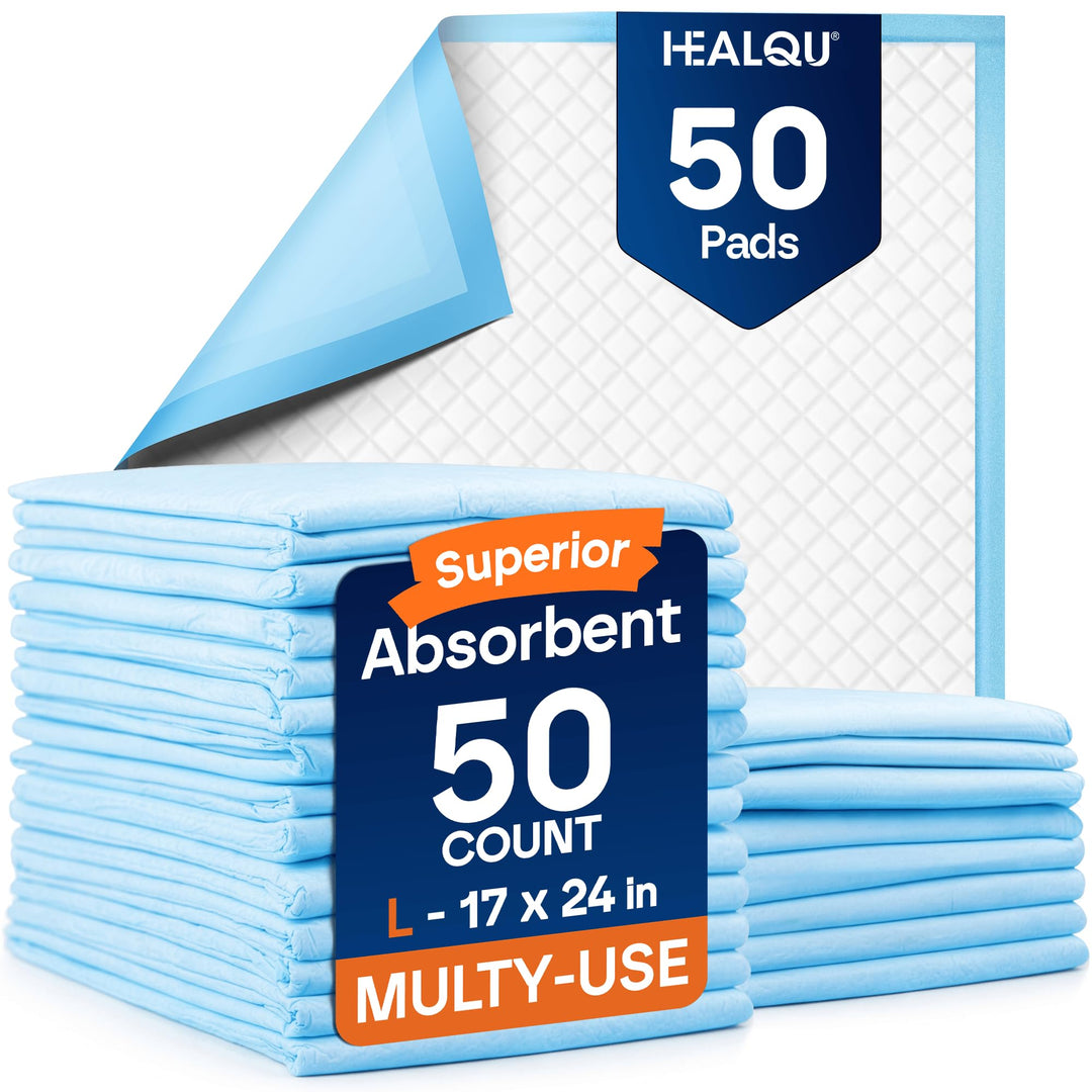 HEALQU Wickelunterlage Einweg – Baby Wickelauflagen 50 Stück 43 x 60cm – extra weich, saugfähig und