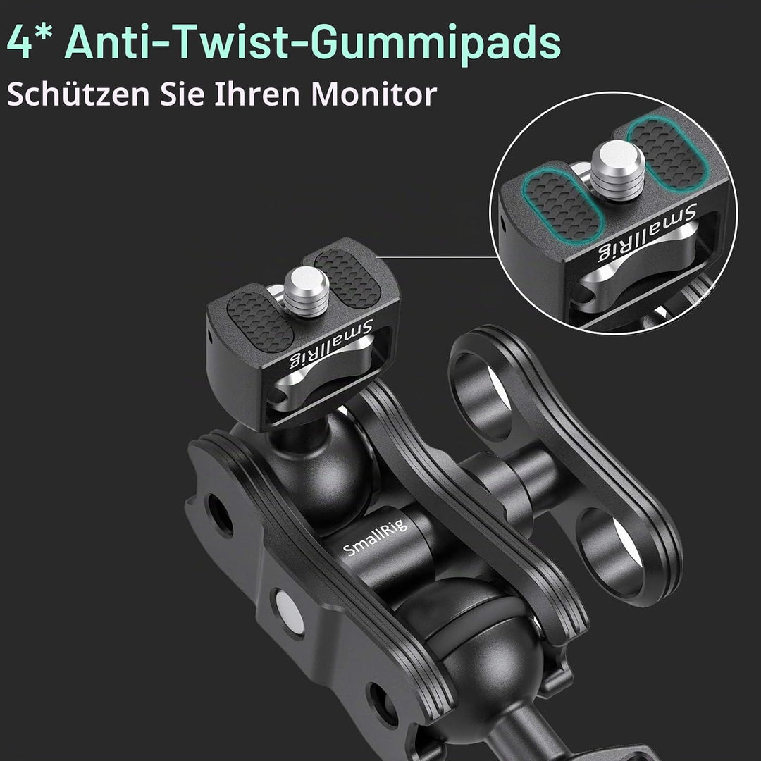 SmallRig Articulating Arm mit doppeltem Kugelkopf von 360° einstellbarem Drehung und mit 1/4 "Schrau