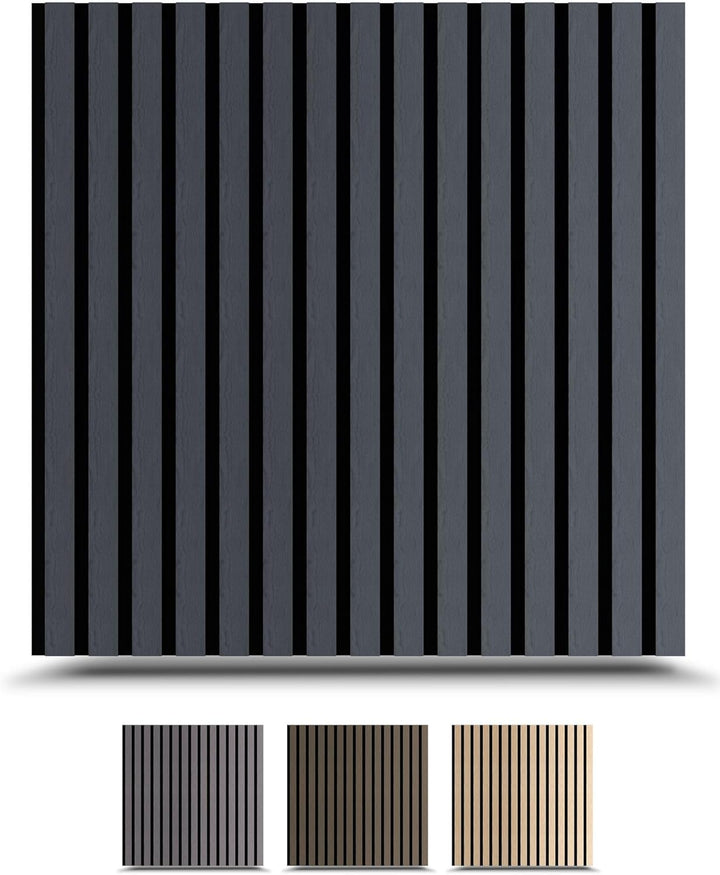 Akustikpaneele 60x60cm, 4 Stück Eiche Schwarz, Wandverkleidung Wanpaneele Holz, Lamellenwand mit Ger