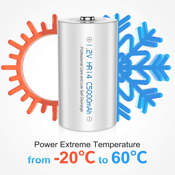 POWEROWL C Baby Akku 1.2V 5000mAh NI-MH Akku C Wiederaufladbar Batterien Geringer Selbstentladung &