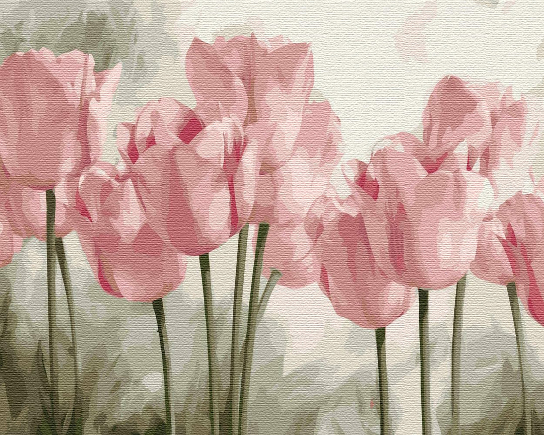 Artnapi Malen nach Zahlen Erwachsene mit Rahmen | DIY Handgemalt | Blumen - Rosa Tulpen | Kit für An