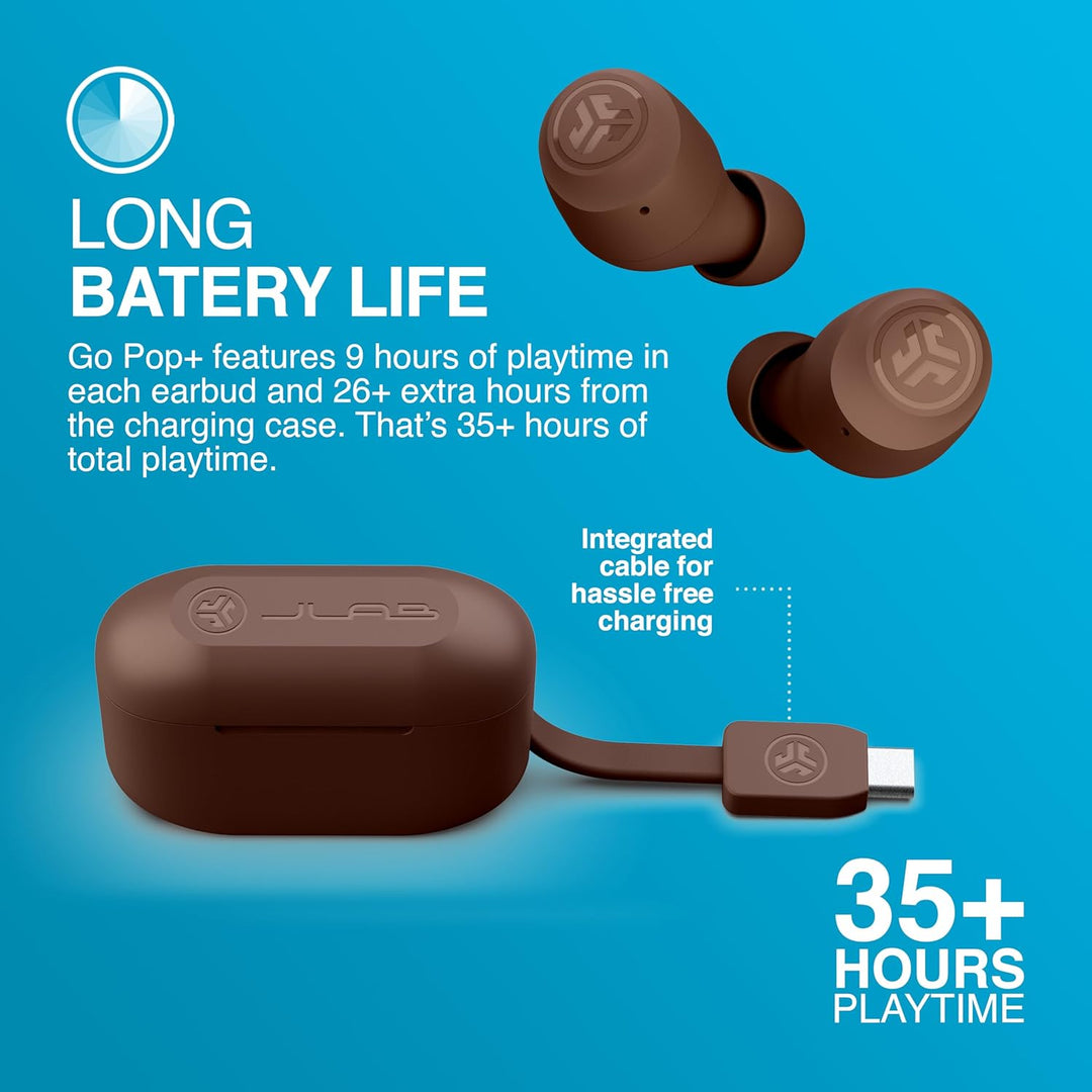 JLab Go Air Pop+ In Ear Kopfhörer kabellos Bluetooth, True Wireless Kopfhörer, 35+ Std Headphones, k