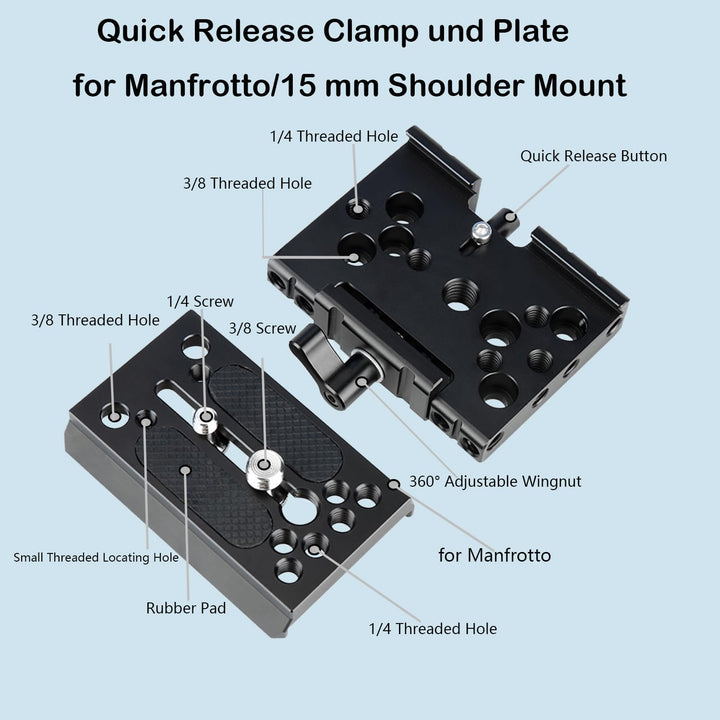 Quick Release Baseplate,NICEYRIG Kamera Schnellwechselplatte für Manfrotto 577 501 504 701 Für Stati