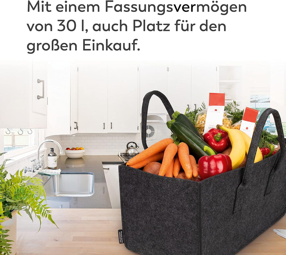 Rubberneck 2er Set Allzweck Filztasche mit Tragegriffen aus Filz, Faltbare Einkaufs-Taschen mit Henk