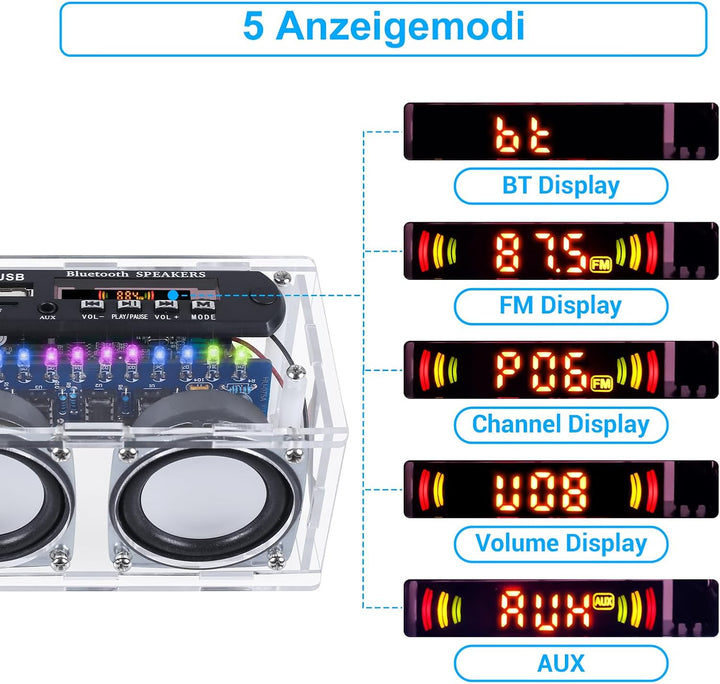 DONGKER DIY Elektronik Lautsprecher Löten Bausatz Bluetooth Kit mit FM Radio, Mini Heimstereo Sound