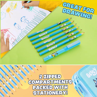 BlueY Federmäppchen Kinder 2-Fach Gefülltes Doppelmäppchen mit Schul Sachen & Schreibwaren