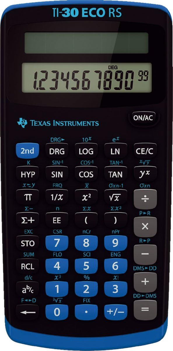 TI-30 ECO RS Schulrechner mit Schutztasche (Hellblau), Hellblau