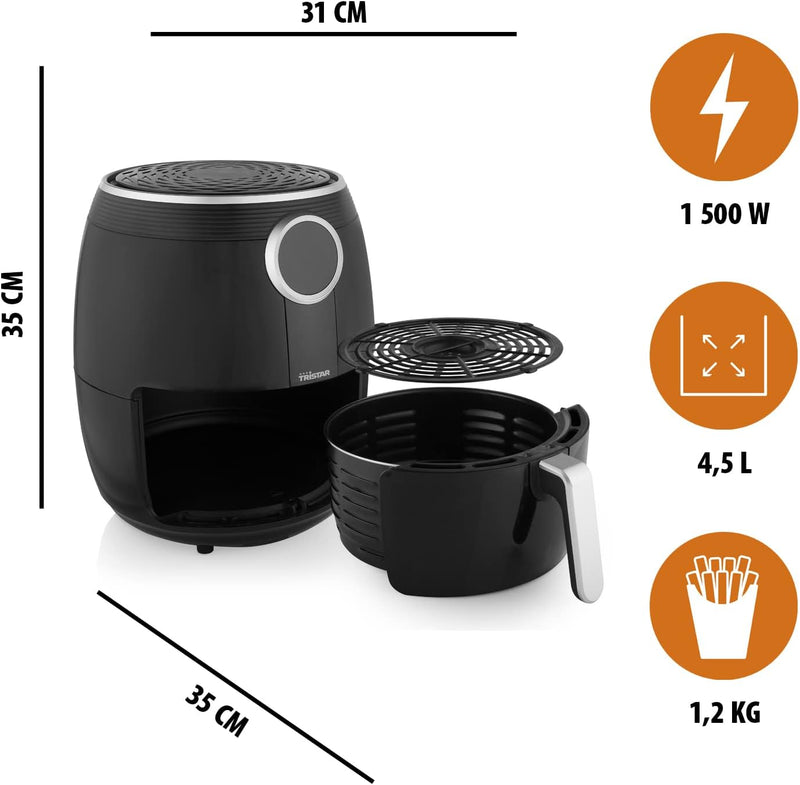 Tristar Digitale Heissluftfritteuse mit 4,5 L – 66,7% weniger Energieverbrauch – Digitales Display –