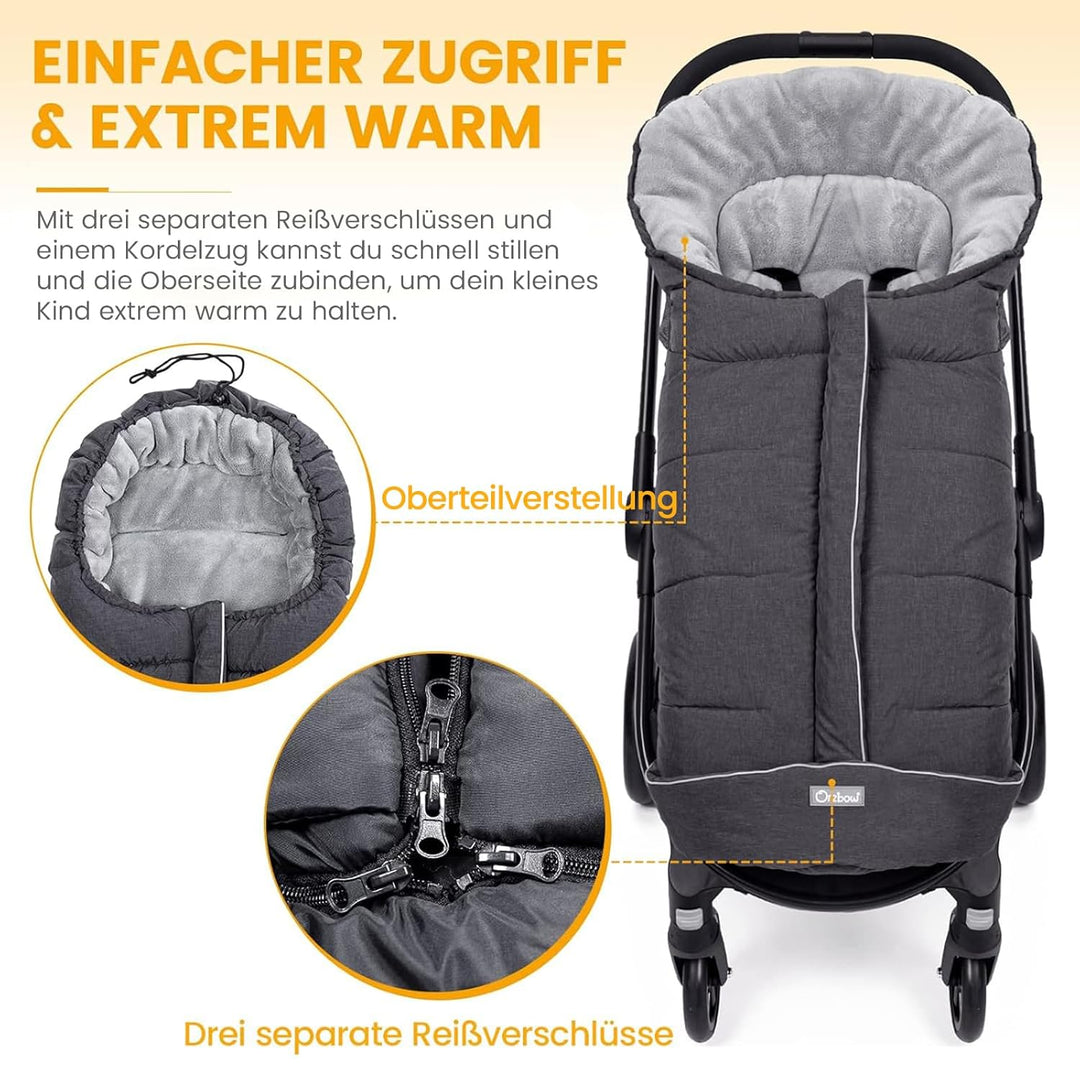 Orzbow Fusssack für Kinderwagen Buggy,Baby Fusssack Schlafsack,Babyfusssack für Babyschale,Winterfus