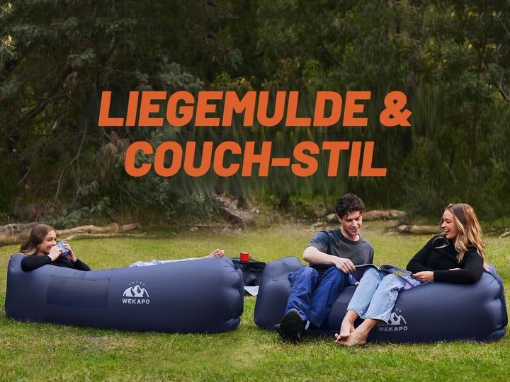 WEKAPO Aufblasbare Liege, Luft-Sofa, Hängematte, tragbar, wasserfest, Anti-Luftleck-Design, ideal fü