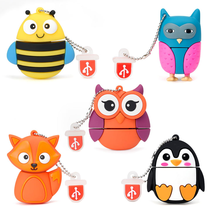 5 Stück 16GB USB-Stick, BorlterClamp Speicherstick mit Niedlichen Tiermustern, Geschenk für Studente
