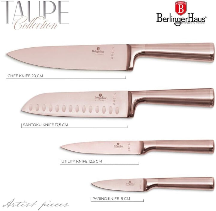 Berlinger Haus Messerset Edelstahl 4 Stück Taupe Collection | Stilvoll, Hochwertig und Elegant