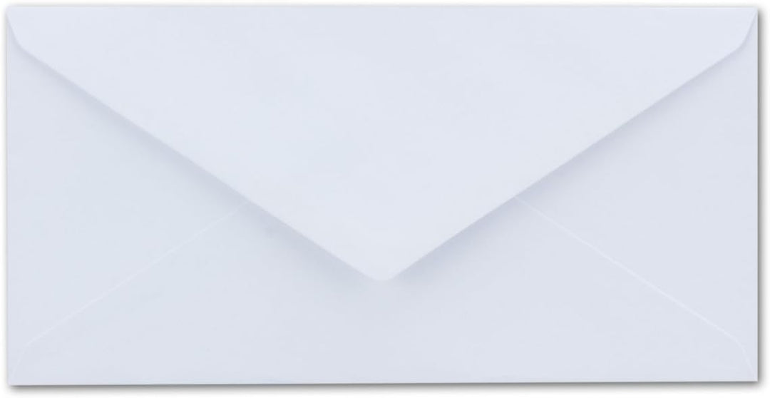 100 Brief-Umschläge DIN Lang - Weiss mit Silber-Metallic Innen-Futter - 110 x 220 mm - Nassklebung -