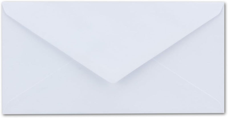 100 Brief-Umschläge DIN Lang - Weiss mit Silber-Metallic Innen-Futter - 110 x 220 mm - Nassklebung -