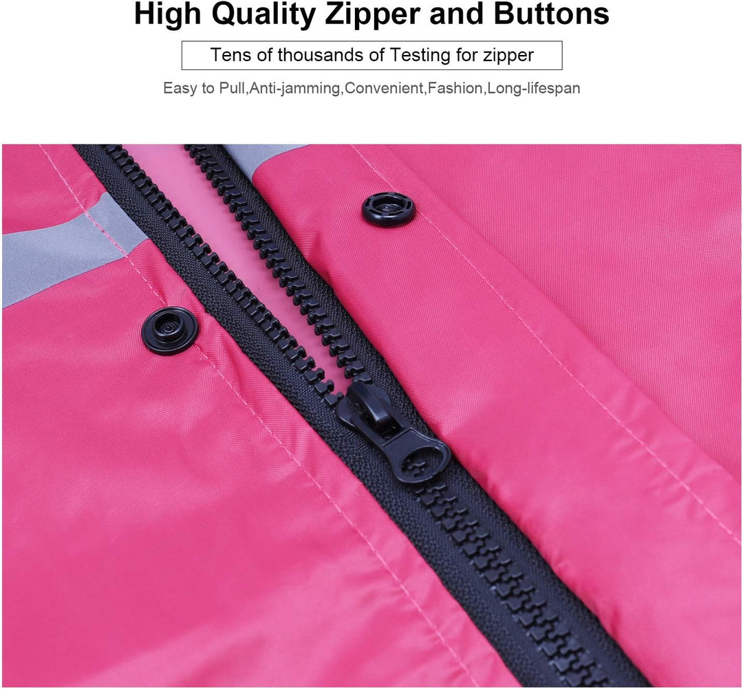 Regenmantel 100% Wasserdicht, der Extra Lange Regenschutz mit Taschen/Reflexstreifen/Kordelzughauben