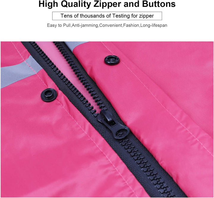 Regenmantel 100% Wasserdicht, der Extra Lange Regenschutz mit Taschen/Reflexstreifen/Kordelzughauben
