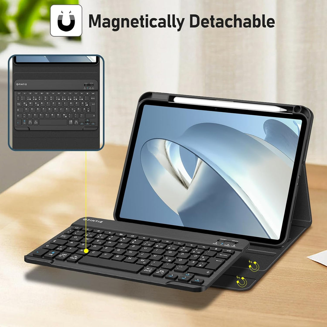 FINTIE Hülle mit Tastatur für iPad Pro 11 Zoll 2025/2024 (M5/M4), Soft TPU Rückseite Gehäuse Schutzh