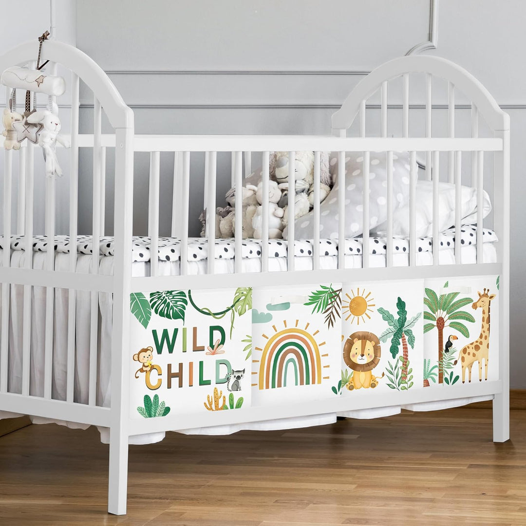 30cm Aufbewahrungsbox 3 Stück Boho Tier Giraffe Löwen Aufbewahrungskorb Kinder Falt Tropische Blätte