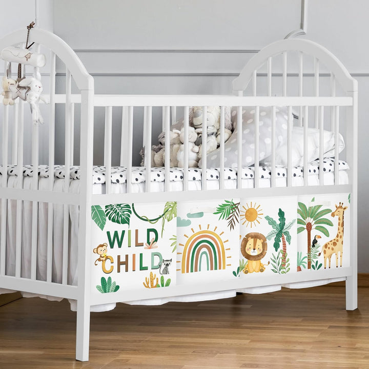 30cm Aufbewahrungsbox 3 Stück Boho Tier Giraffe Löwen Aufbewahrungskorb Kinder Falt Tropische Blätte