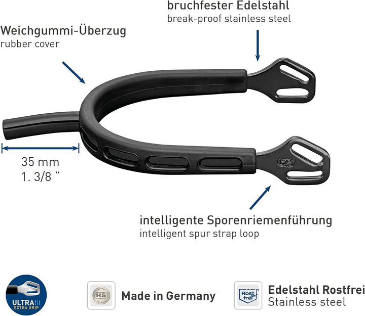 HS HERM. SPRENGER GERMANY Edelstahl Sporen Ultra Fit Extra Grip Black