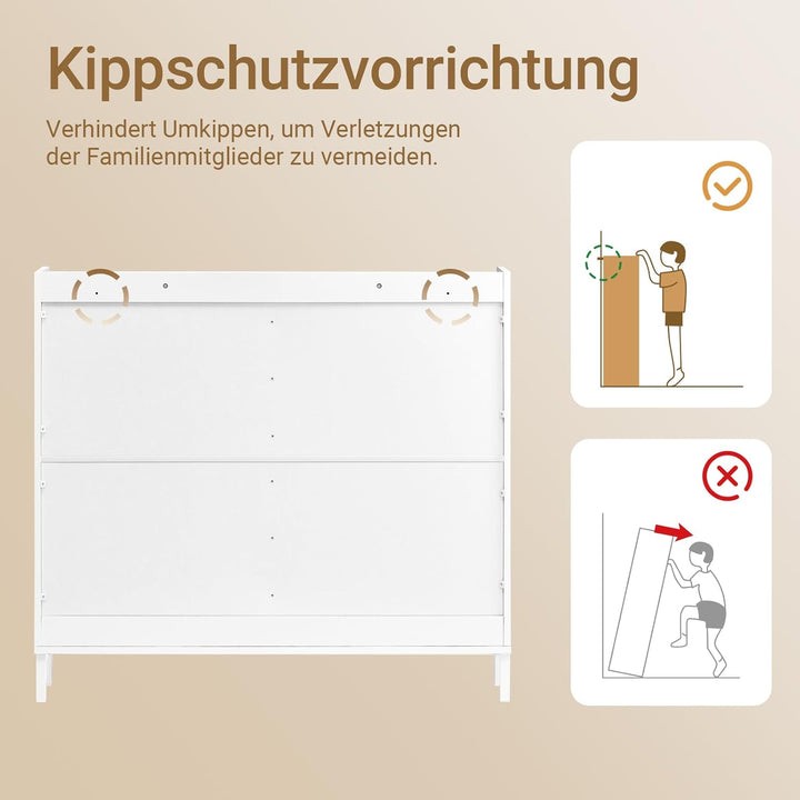 SoBuy Schuhschrank Schmal - Schuhkipper Schmal mit 4 Türen - Ideal für Enge Flure, Eingangsbereich o