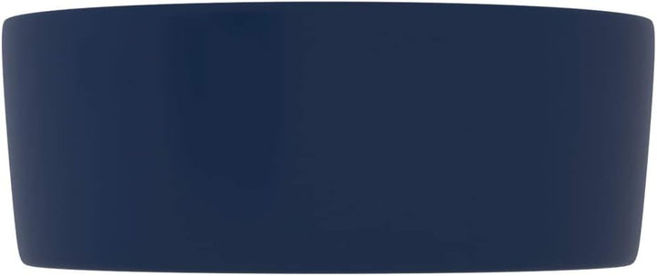 WIFESE Luxuriöses Waschbecken Rund Matt Dunkelblau 40x15 cm Keramik Aufsatzwaschbecken Eckig Badezim