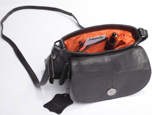 Josephine Osthoff kleine Damen Handtasche zum umhängen echt Leder (179) Schwarz, Schwarz
