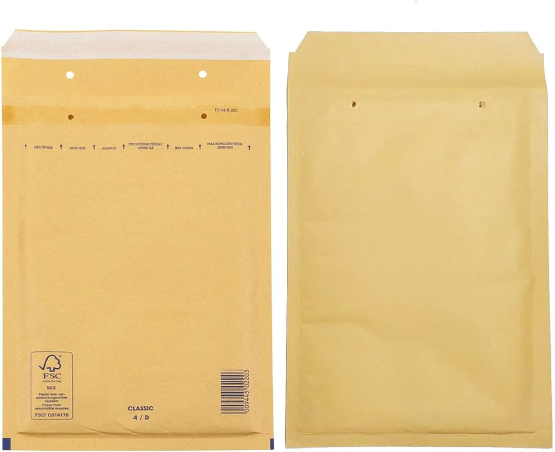50 Luftpolster Versandtaschen haftklebend 4/D - geeignet für DIN A5 und DIN C5 – Recycling 180 x 265