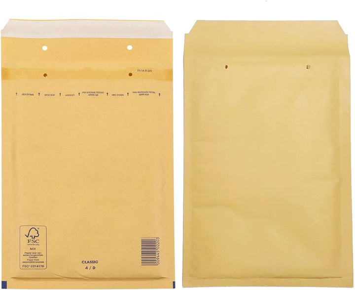 50 Luftpolster Versandtaschen haftklebend 4/D - geeignet für DIN A5 und DIN C5 – Recycling 180 x 265